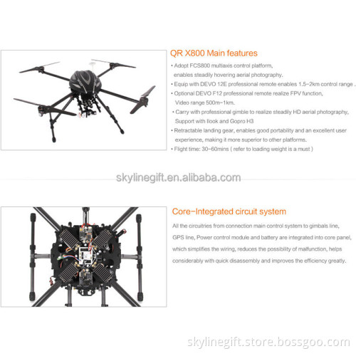 Gopro FPV Carbon Fiber black Drone Professional aerial video 4 axis quad copter UAS X800 Drone